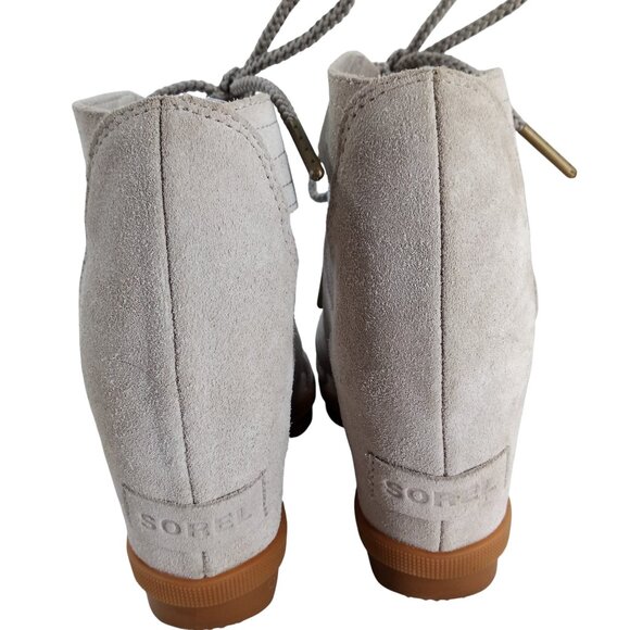 Sorel Joanie II Wedge Lace Up Leather Sandals Size 6.5 Beige Gladiator Kinetic - Picture 5 of 12